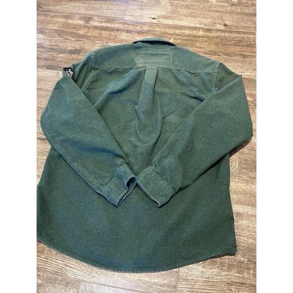 Eddie Bauer Mens Mountain Ops Flannel Work Shirt Small Green Thick Cotton - Picture 7 of 10